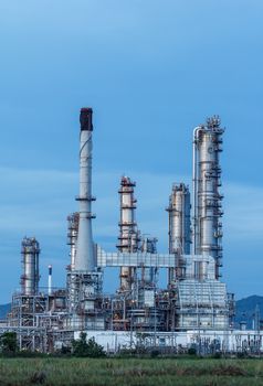 Oil refinery plant at twilight morning