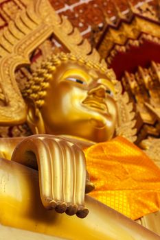 Golden Buddha hand closeup beautiful