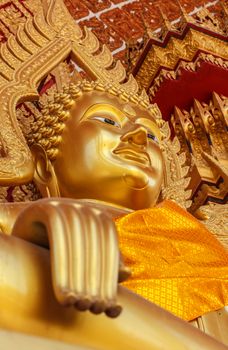 Golden Buddha hand closeup beautiful