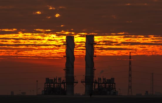 Power plants in the early morning