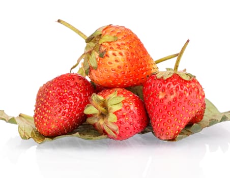 Strawberries on white background.