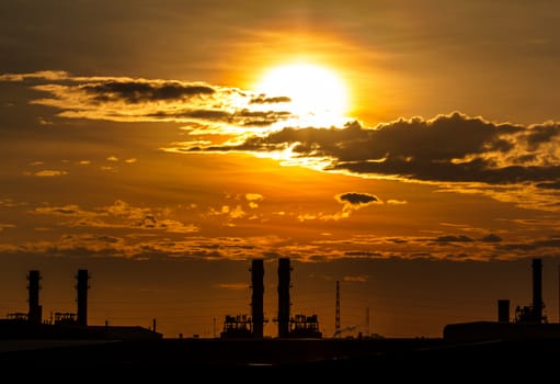 Power plants in the early morning