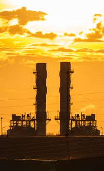 Power plants in the early morning