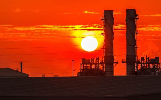 Power plants in the early morning