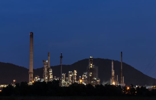Oil refinery plant at twilight morning