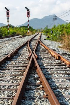 railway junction in vertical