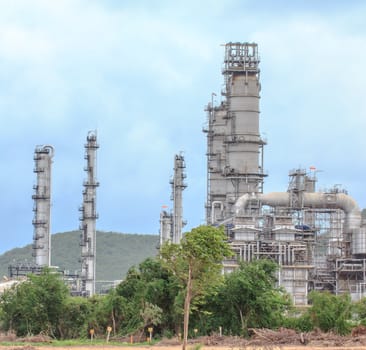 Oil refinery close to nature in thailand.