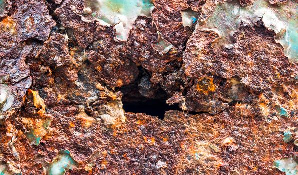 Near the surface of iron rusty
