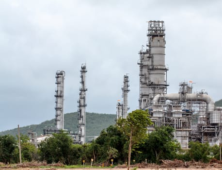 Oil refinery close to nature in thailand.