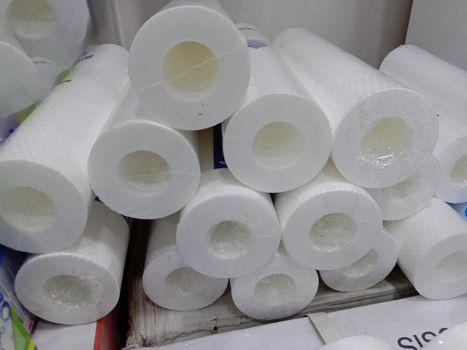 white colored cotton micron filter stock on shop