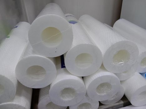 white colored cotton micron filter stock on shop
