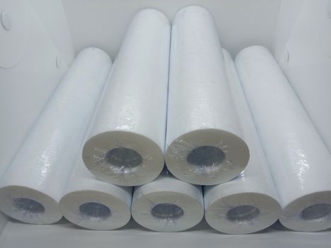 white colored cotton micron filter stock on shop