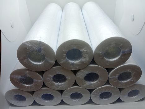 white colored cotton micron filter stock on shop