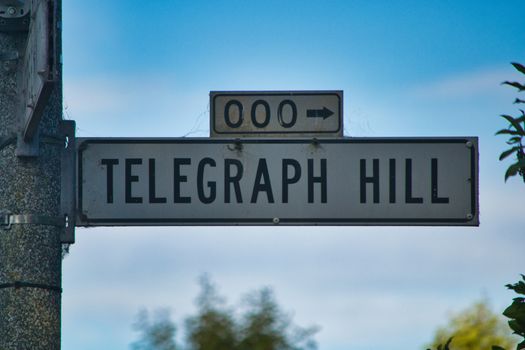 San Francisco, United States, November 2013: Street sign of Telegraph Hill in San Francisco, California United States.