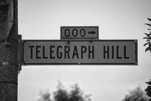 San Francisco, United States, November 2013: Street sign of Telegraph Hill in San Francisco, California United States.