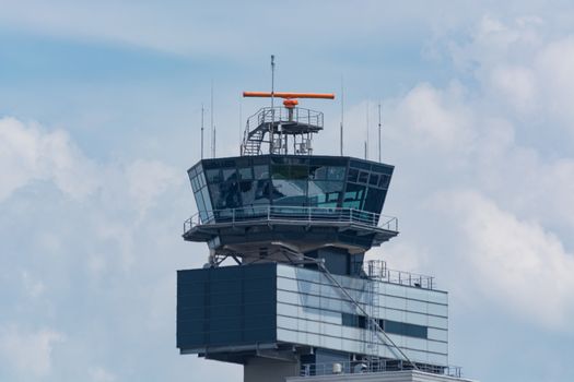 Air traffic control tower at Düsseldorf Airport.
