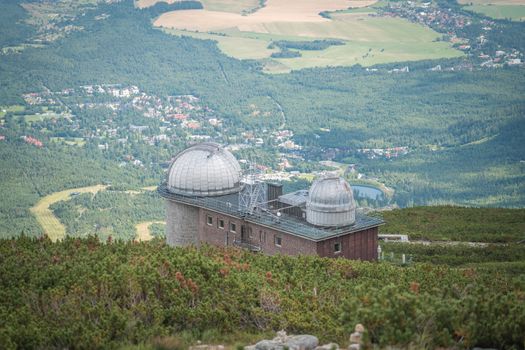 View of the observatory on Skalnate Pleso lake, High Tatras, Slovakia