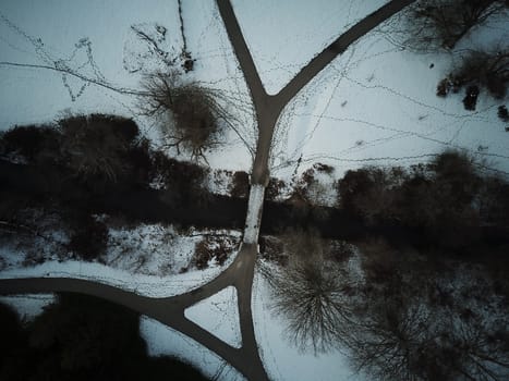 Road Leading Through The Winter Forest. High quality photo