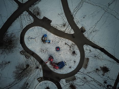 Road Leading Through The Winter Forest. High quality photo