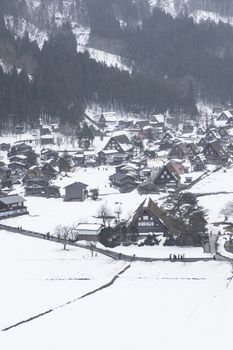 World Heritage Site Shirakawago Village in Winter, Japan