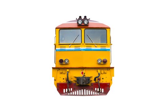 head train hauled diesel electric locomotive with isolated white background  