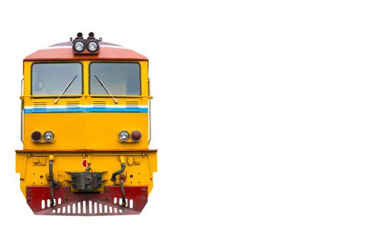 head train hauled diesel electric locomotive with isolated white background copy space

