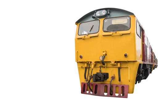head train hauled diesel electric locomotive with isolated white background copy space

