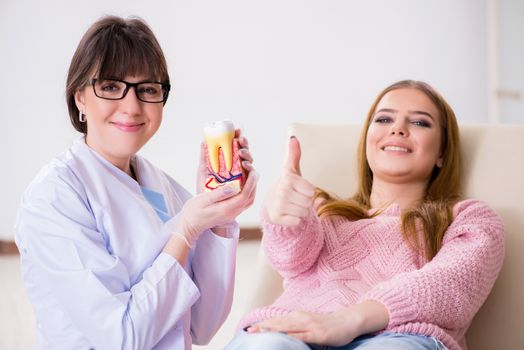 Woman patient visiting dentist for regular check-up