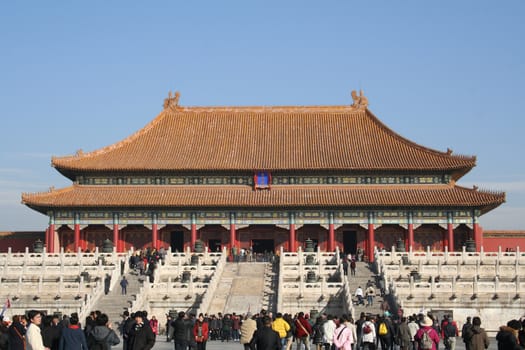 Beijing, China - November 1, 2016, Ancient royal palaces of the Forbidden City