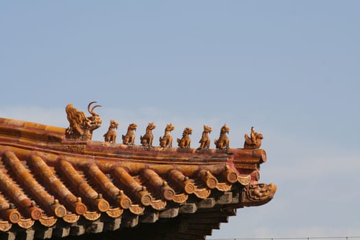 Beijing, China - November 1, 2016, Beautiful eaves of the Forbidden City