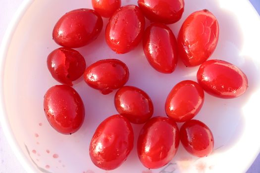 tasty and healthy maraschino cherry fruit stock on white background