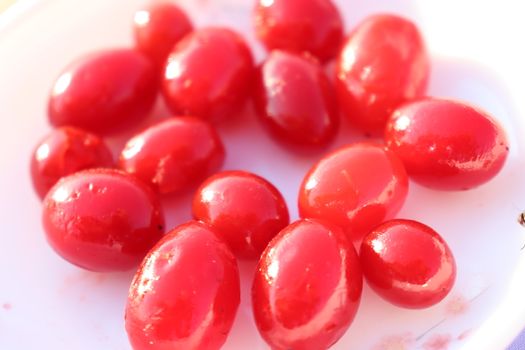 tasty and healthy maraschino cherry fruit stock on white background