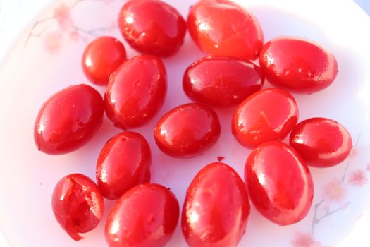 tasty and healthy maraschino cherry fruit stock on white background
