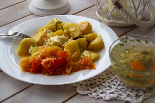 potato, carp in jelly for traditional belasusian christmas