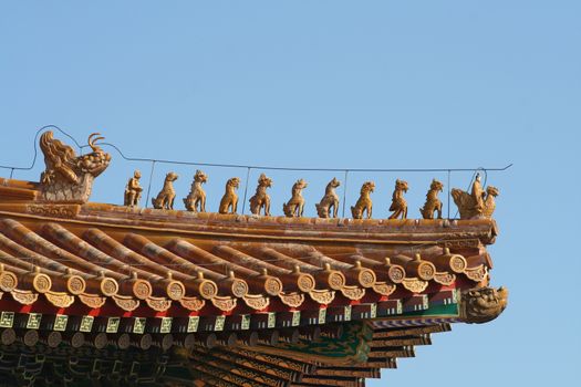 Beijing, China - November 1, 2016, Beautiful eaves of the Forbidden City