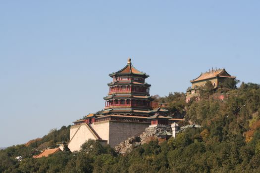 Beijing, China - November 1, 2016, Tower of the Fragrance of the Buddha (Foxiang Ge) in Summer Palace