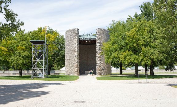 Dachau, Bavaria, Germany - july 13, 2020: The Church of the Mortal Agony of Christ inside the Dachau Concentration Camp