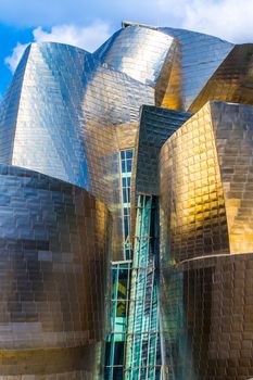 Bilbao, Spain, May 2012: Details and close-up of the architecture of the Guggenheim Museum in Bilbao, Spain
