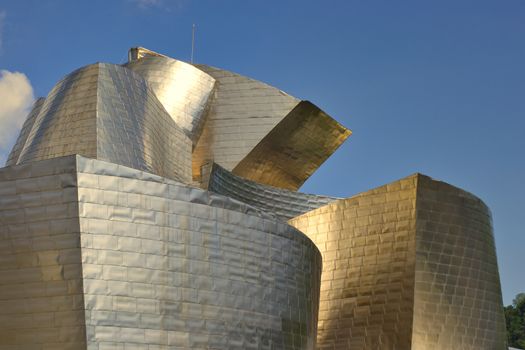 Bilbao, Spain, May 2012: Details and close-up of the architecture of the Guggenheim Museum in Bilbao, Spain
