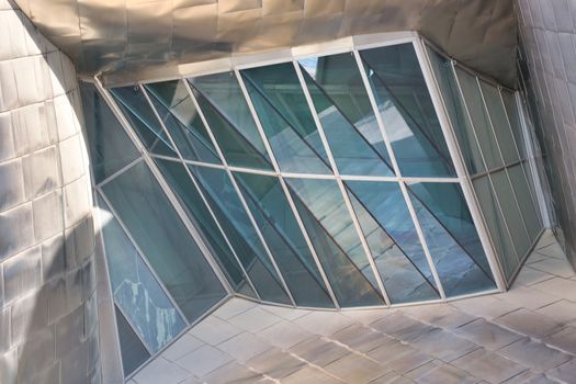 Bilbao, Spain, May 2012: Details and close-up of the architecture of the Guggenheim Museum in Bilbao, Spain