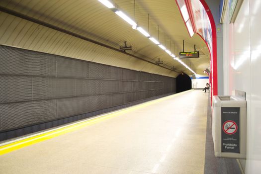Madrid, Spain, May 2012: Empty metro station in the city of Madrid, Spain.