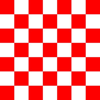 Red and white racing checkered color square tiles, seamless abstract background illustration.