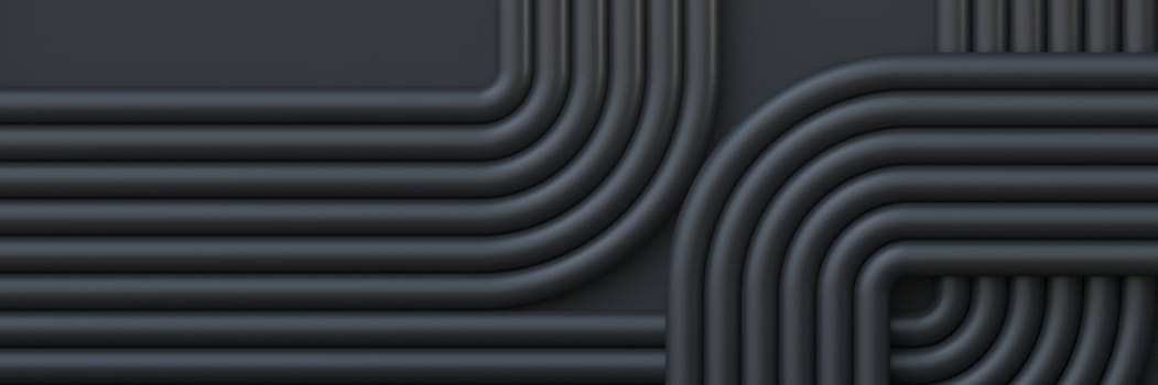 Abstract background parallel lines composition 3D render illustration on black background