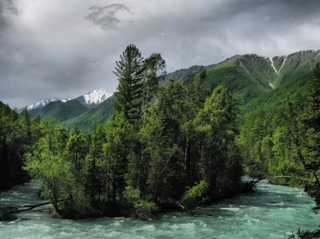 Nature is altai. Mountain landscape, forests and reservoirs of the altai.