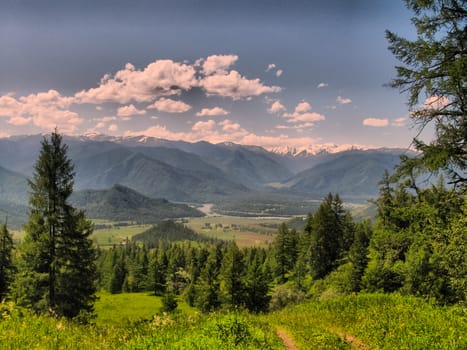 Nature is altai. Mountain landscape, forests and reservoirs of the altai.