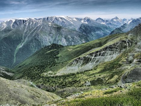 Nature is altai. Mountain landscape, forests and reservoirs of the altai.