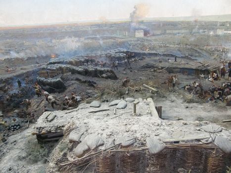 Republic of Crimea, Sevastopol - June 20, 2019: Reconstruction of the events of the defense of Sevastopol in the Crimean War of 1854-55.