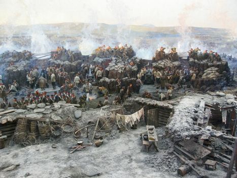 Republic of Crimea, Sevastopol - June 20, 2019: Reconstruction of the events of the defense of Sevastopol in the Crimean War of 1854-55.