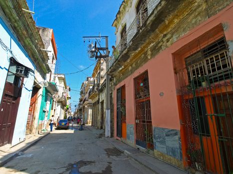 Havana, Cuba - April 03, 2013: Streets of Havana, Hiking Walks in Havana.
