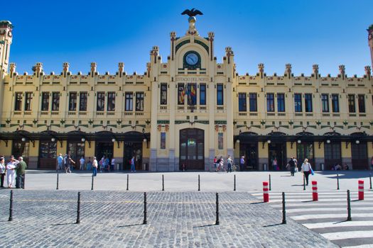 Valencia, Spain, May 2012: Estacio del Nord, or North Train Station building facade in Valencia, Spain